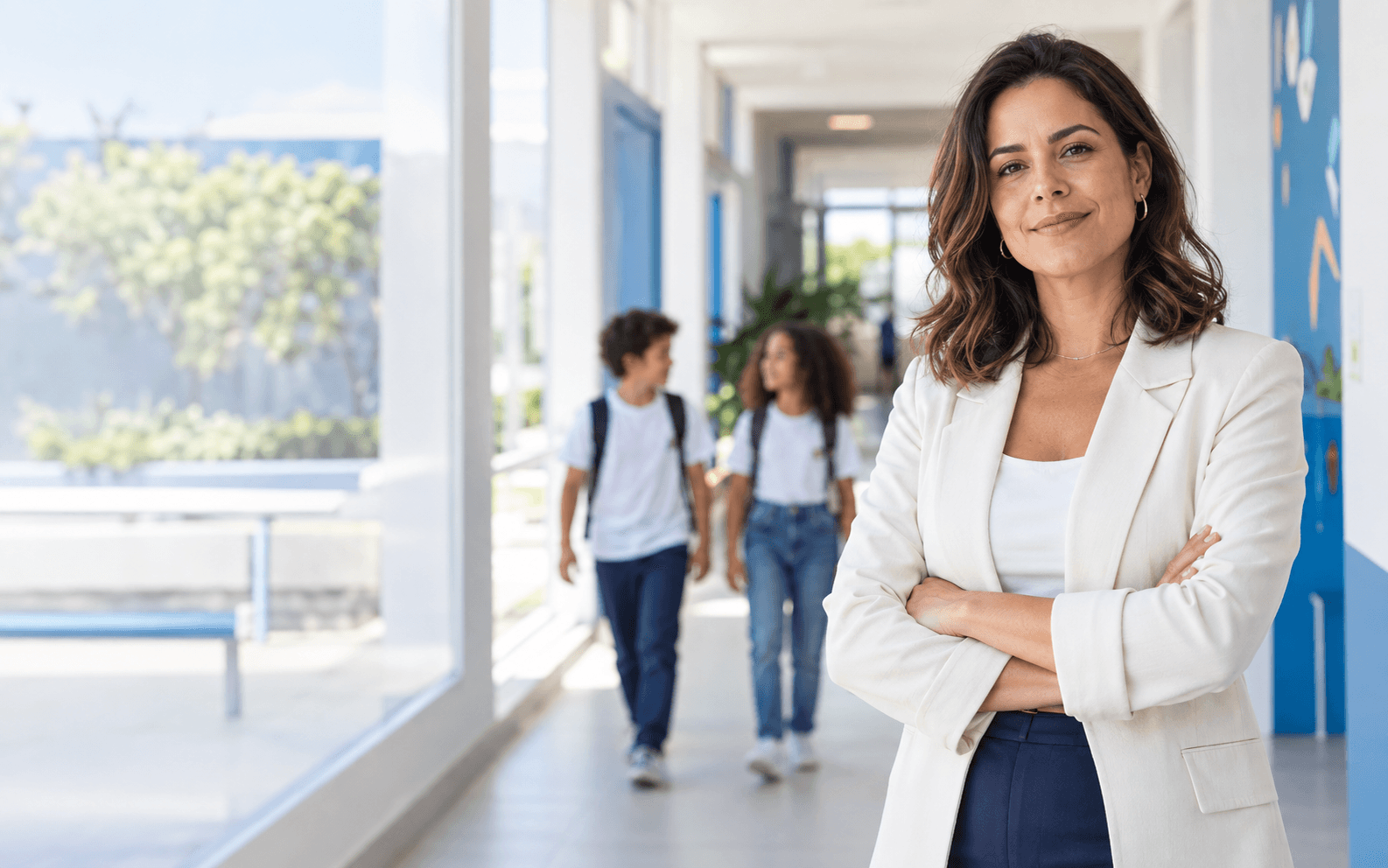 Gestora escolar em um ambiente de ensino